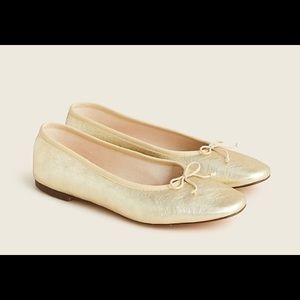 J. Crew Zoe Ballet Flats gold metallic leather 8.5
